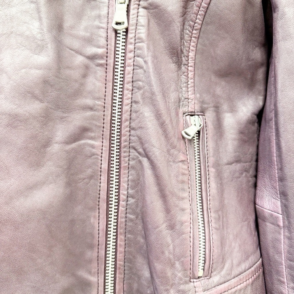 Amaryllis purple leather moto jacket - Picture 3 of 5